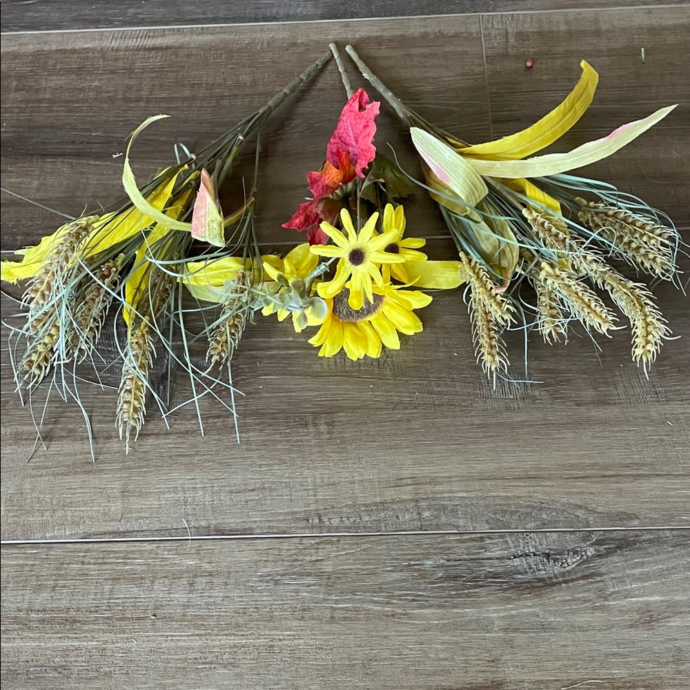 3 Fall Yellow and Red Floral Stems